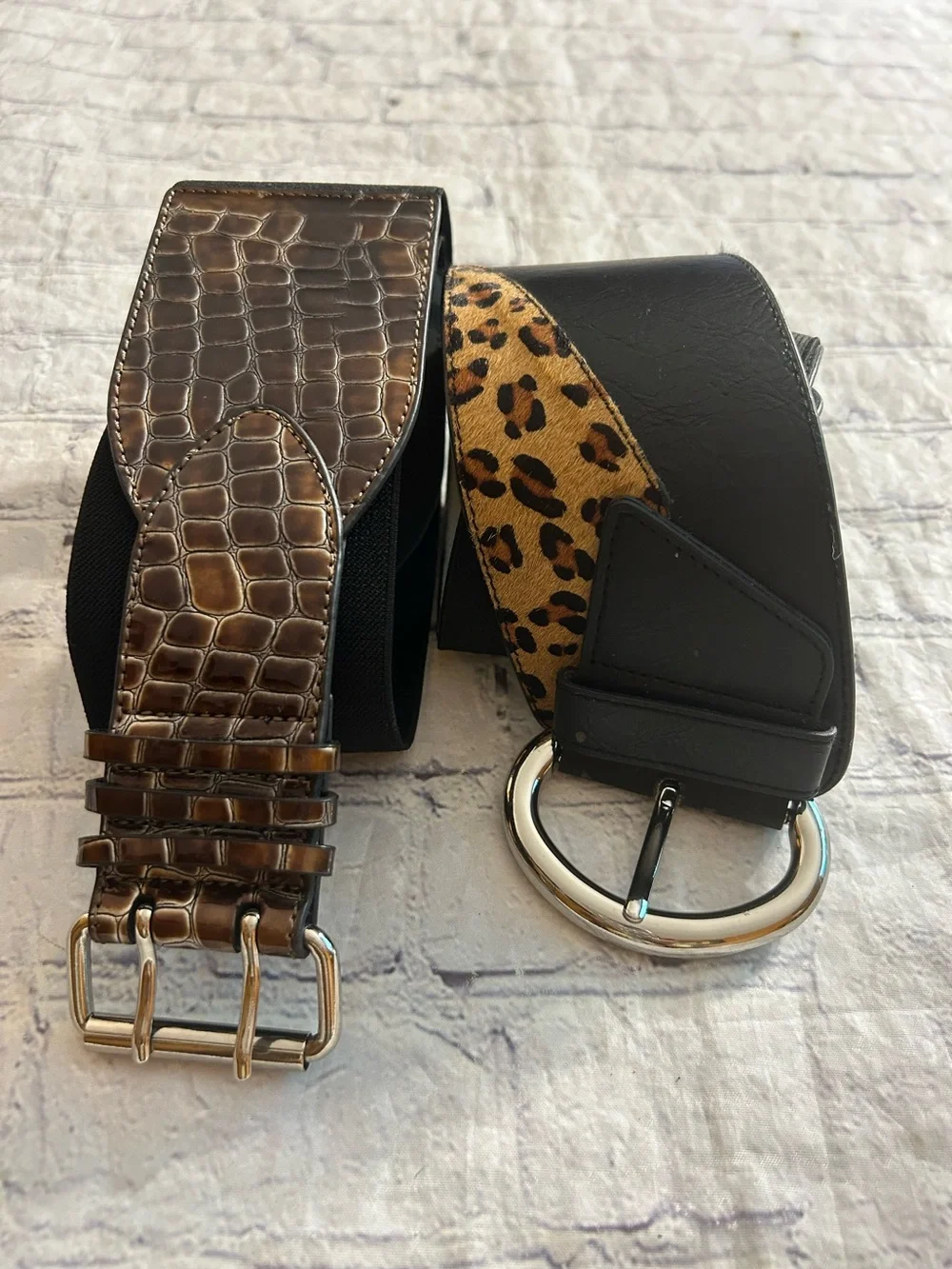 CHICO’S GENUINE HAIRCALF LEATHER WIDE WITH ANIMAL PRINT & FAUX CROC STRETCH WIDE